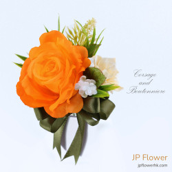 Warm Sunrise Orange Rose Boutonniere & Corsage Set | Premium Choice for Company Anniversaries
