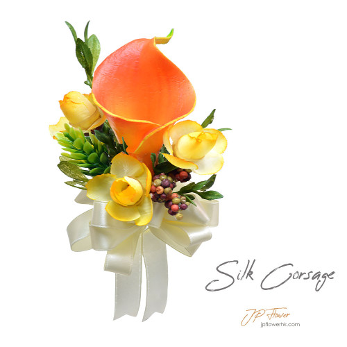 Calla lily corsage (silk)-AC255