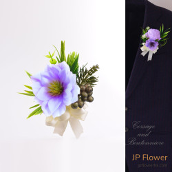 青色野玫瑰襟花 — 讓嘉賓畢業典禮瞬間高級感爆棚！(絲花)-AC721