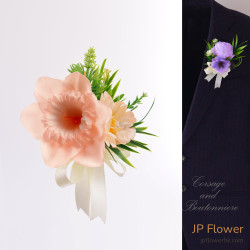 香檳色洋水仙襟花 — 司儀與開幕典禮專用高級襟花(絲花)-AC731