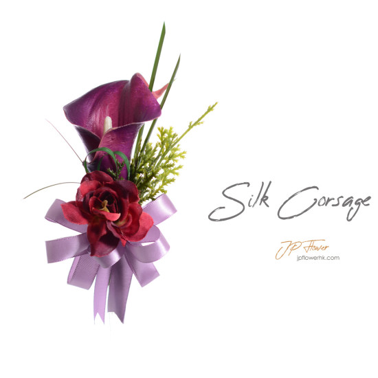 Calla lily corsage (silk)-AC253