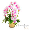 White Flower Red Heart Silk Orchid Table Arrangement - Premier Corporate Gift