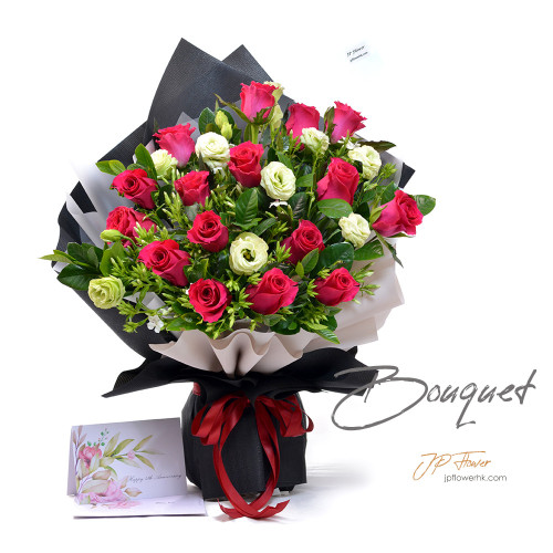 Bouquet - 18 roses + Beauty + Platycodon bouquet - BO196-JP Flower Shop