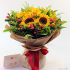 8枝向日葵+紅豆+黃英花束 - 大欖「陽光愛情程式碼：熱情、思念與 24 小時客製化傳遞」！