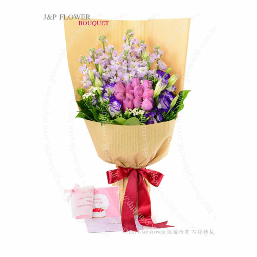 花束-花束，18枝紫玫瑰-BO297