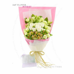 10枝白色鬱金香花束：送給長輩的完美生日禮物 | JP花店-BO324