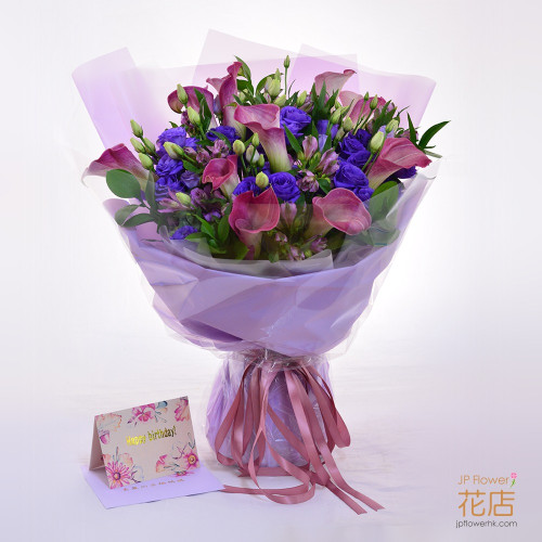 JP花店的荷蘭馬蹄蘭10枝與小百合花束，完美代表尊重與祝賀