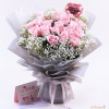 18枝粉玫瑰與滿天星花束 - (樂富送花專屬)