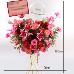 「百花盛宴」客製化LOGO開幕花籃｜牡丹向日葵頂級設計