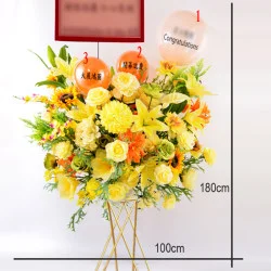 「盛世巡禮」頂級百花客製化開幕花籃 (送印字氣球)