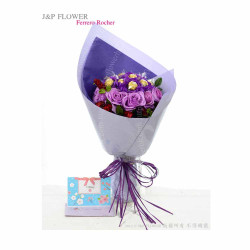 金莎朱古力絲花花束(12粒朱古力)-FR129