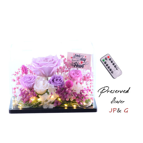 保鮮花+小木牌+USB搖控燈-PS117