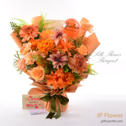 "The Everlasting Warmth" | Silk Orange Rose & Peony Bouquet (w/ Custom Balloon)