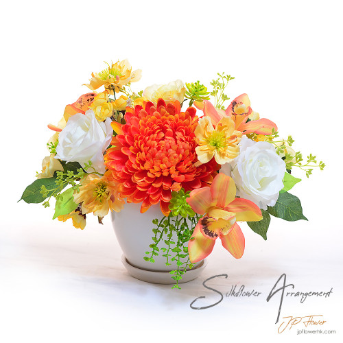 獨一無二的橙黃色系枱花擺設，為您的空間增添華麗風采-SF289-JP花店