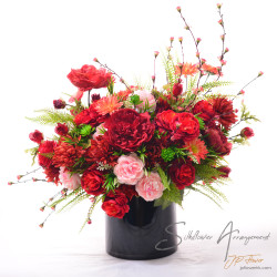 以JP花店的牡丹馬蹄蘭設計搬遷賀禮，花籃枱花展現新家華麗開張魅力-SF464