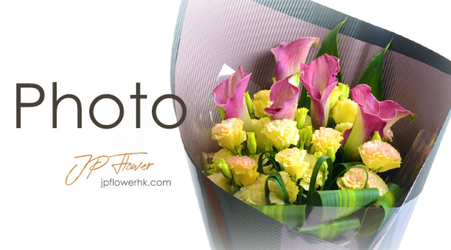花店出售保鮮花參考圖片-荷蘭馬蹄蘭5枝+桔梗-BO463